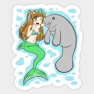 Mermaid and Manatee Sticker